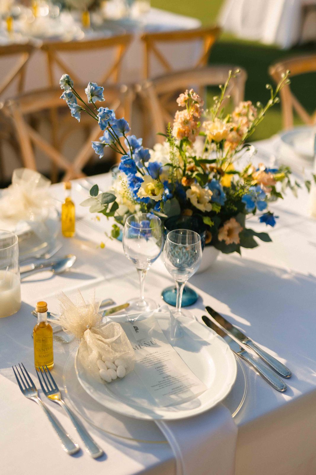 Wedding table details at Pyrgos Melissourgou, Athens